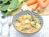 Soupe de légumes crevettes eau de coco