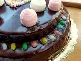 Gâteau d'anniversaire au chocolat décoration Bonbon