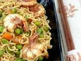 Nouilles Chinoises aux crevettes sauté de légumes