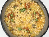 Fregola sarda aux câpres et tomates séchées