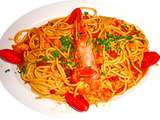 Crevettes Saganaki aux Spaghetti
