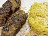 Brochettes de steak haché, risotto mode sénégalaise