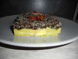 Salade quinoa rouge et blanc-lentilles béluga sur lit de guacamole par Marlène