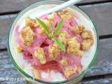 Frozen yogurt aux peches-tomates-verveine ou yaourt glacé  et son crumble maïs-noix