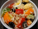 Salade de riz aux poivrons, tomates et œufs