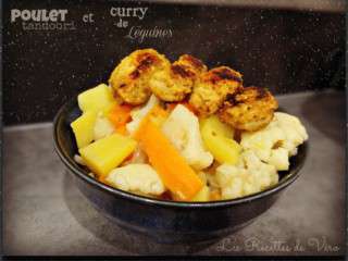 Poulet tandoori et curry de légumes au lait de coco