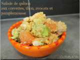 Salade de quinoa aux crevettes, thon, avocats et pamplemousse
