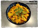 Wok de crevettes aux légumes et curry