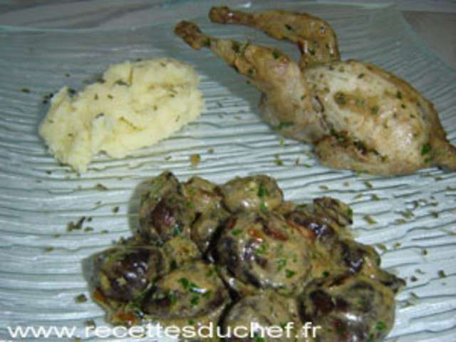 Recettes de Cailles rôties et Champignons