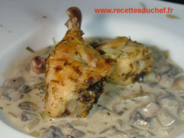 cuisses de poulet roti sauce champignons a la charentaise