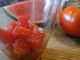 Entrée toute rouge : pastèque et tomates