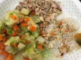 Assiette bébé dès 10 mois - Écrasé de courgettes et poireaux dés de carottes poulet rôti