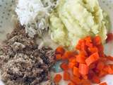 Déjeuner dès 12 mois - Purée panais courgettes dés de carotte riz et veau