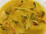 Soupe coco curry légumes et tagliatelles de riz