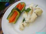 Panier courgette et fagot de carottes / roulé cabillaud épinards