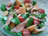 Salade d'avocat, melon, saumon