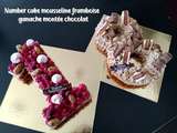 Number cake mousseline framboise ganache montee au chocolat