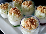 Panacotta au roquefort, poire et crumble