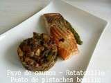 Pavé de saumon ratatouille pesto de pistaches basilic