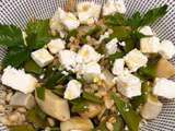 Salade fraicheur d’orge, pois gourmand, artichaut et feta