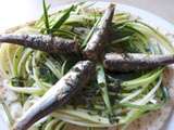 Tarte de courgette crue aux anchois (sur pain pita) – light