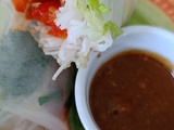 Rouleaux de printemps aux poivrons, sauce cacahuètes
