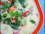 Soupe au curry panang, champignons et ravioles
