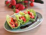 Salade de fraises-tomates-concombres sur sucrine et vinaigre balsamique #DiversitéLégumes #BioDiversité #VillageSemence #SIA2020