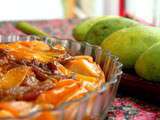 Tarte tatin mangue et rhubarbe confite au sirop pamplemousse-romarin