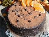 Layer cake au chocolat corsé, orange, épices et kaki (vegan&sans gluten)