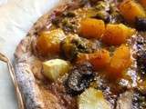 Pizza d'Automne semi-complète aux champignons bruns, butternut et panais au Shropshire