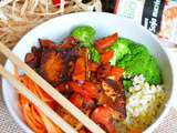 Teriyaki buddha bowl au tofu, brocoli, carotte et riz