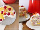 Layer cake aux noisettes, nectarines et framboises [Trish Deseine]