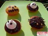 Cupcakes  butternut  d'Halloween (Samain) : fantômes et araignées