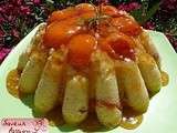 Gâteau de riz vanillé aux abricots frais, avec ou sans caramel de romarin