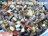 Paella terre-mer de cochon, seiche, coques et palourdes
