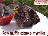 Raw muffin amandes, cacao et myrtille pour le Muffin Monday