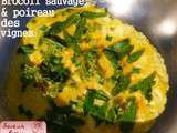 Retour de glane : omelette aux brocolis sauvages et poireaux des vignes