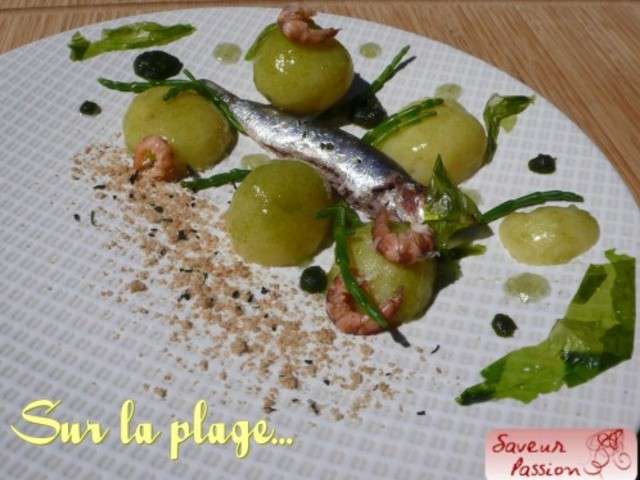 Gambas basse température , fraîcheur d'avocat et salicorne au wasabi -  [les] Gourmantissimes