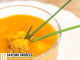 Carottes, ananas et crevettes flambées… en soupe glacée