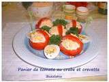 Panier de tomates mimosa au crabe et crevettes roses