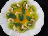 Carpaccio de kiwi et banane, parfumé à l’orange