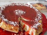 Cheesecake aux fraises et à la rhubarbe
