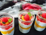 Pudding de graines de chia, framboises et mangue