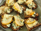 Tartines de poires gratinées au bleu d’auvergne