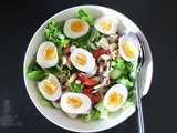 Salade de pois-chiche tomate, champignon, œuf