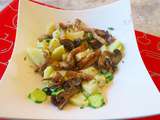 Salade de pommes de terre aux champignons, lardons et concombres