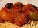 Poitrine de boeuf mijoté à la sauce tomates & olives