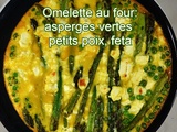 Omelette au four : asperges vertes, petits pois, feta