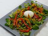 Salade petits pois, œuf mollet et poivron confit - Simple & Gourmand